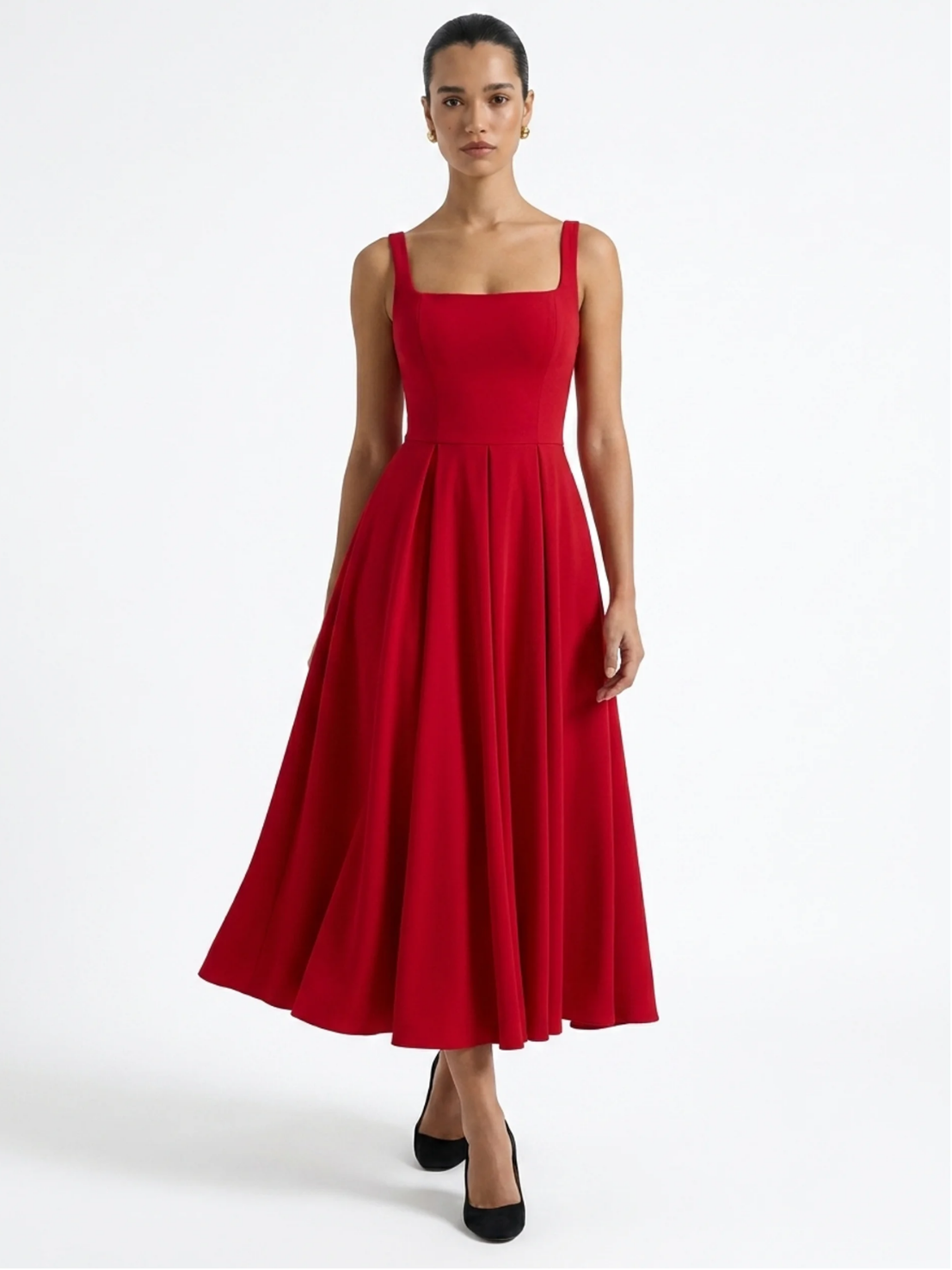 BAILEY Women's Strappy Volume-Hem Midi Dress