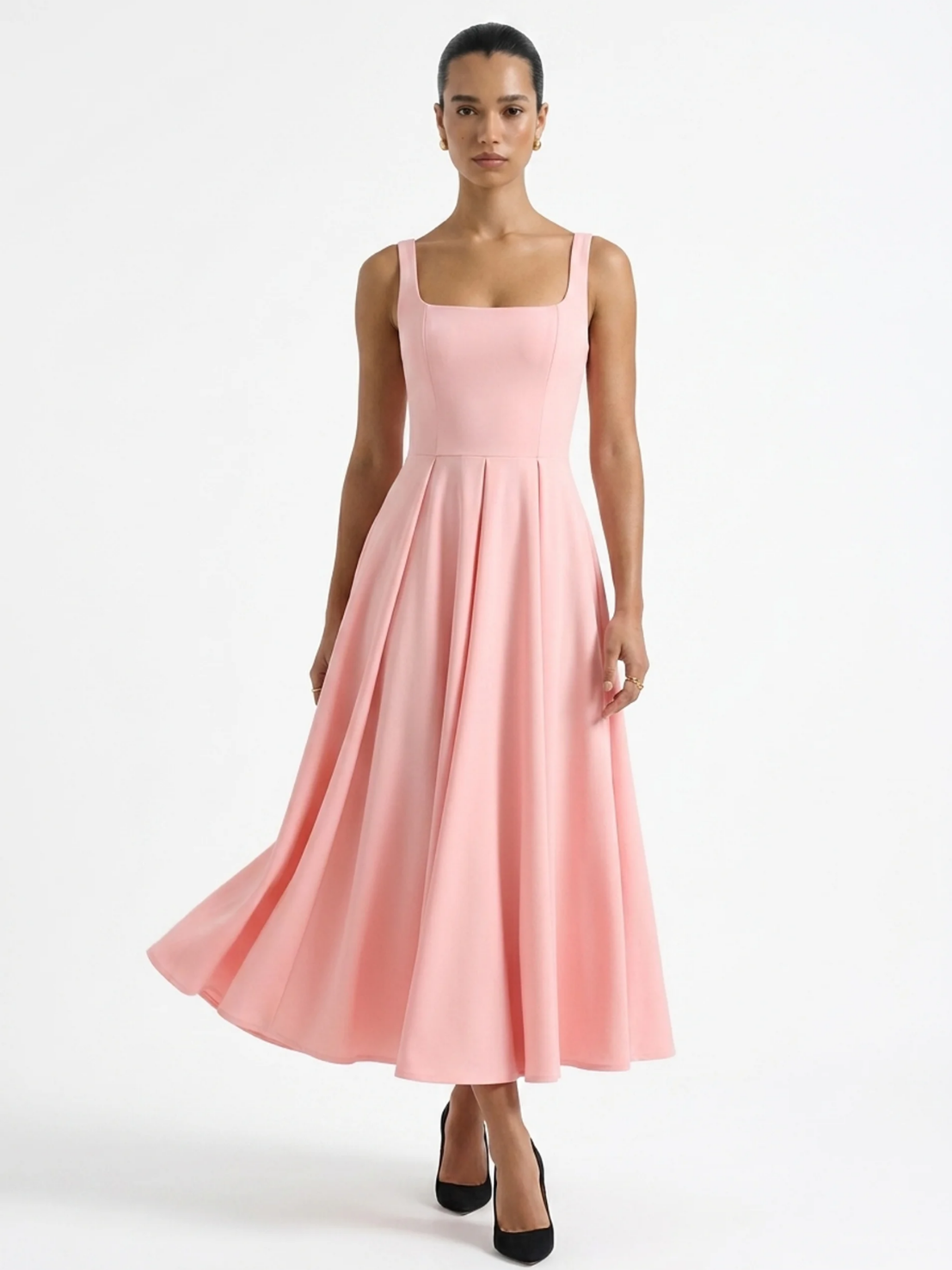 BAILEY Women's Strappy Volume-Hem Midi Dress