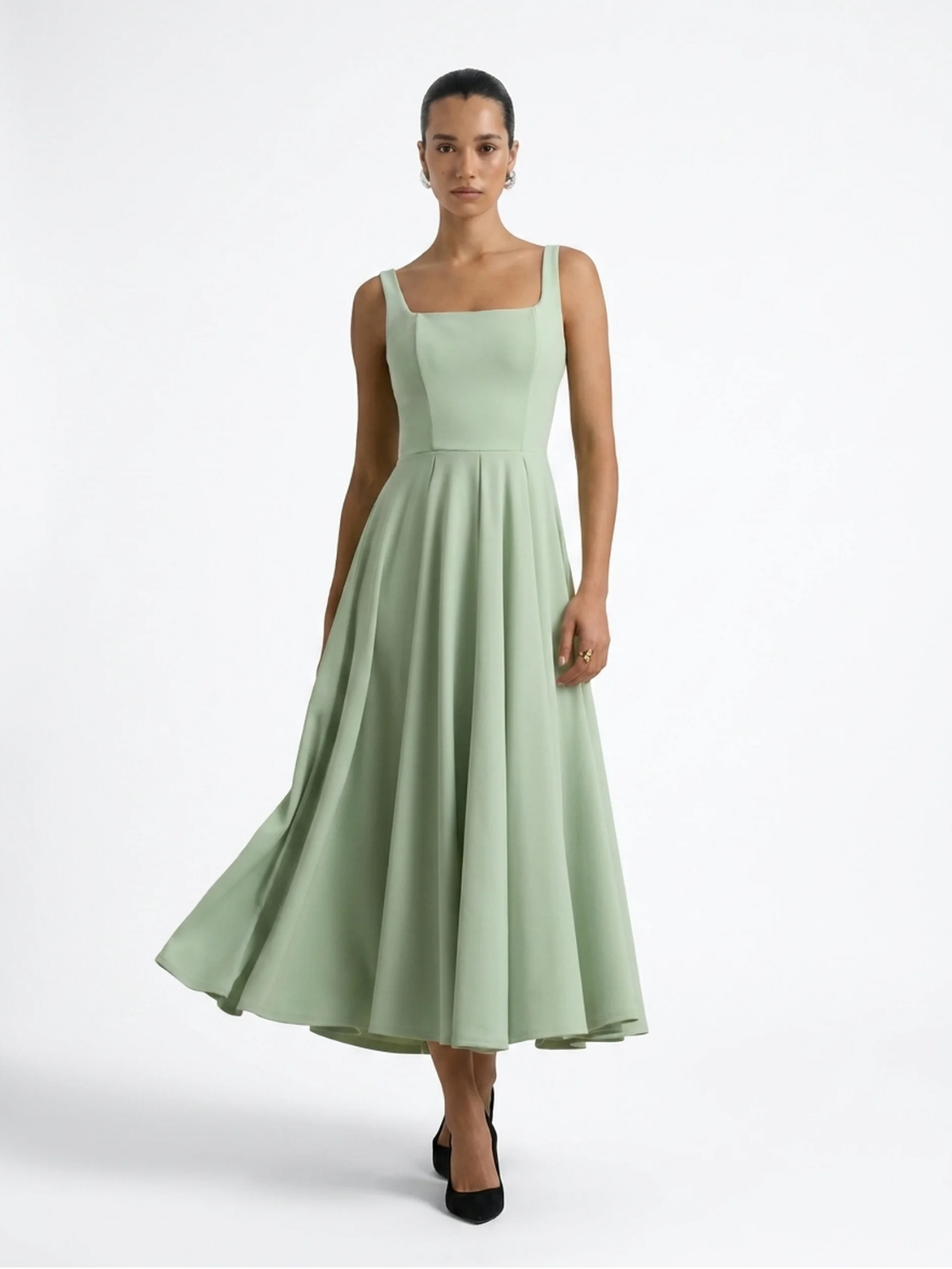 BAILEY Women's Strappy Volume-Hem Midi Dress