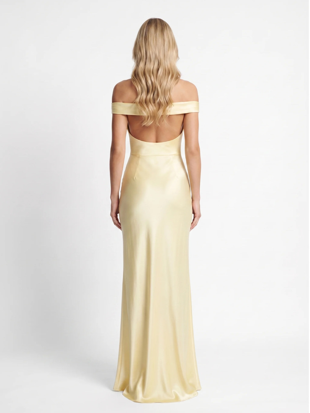 CAROL Women's Off-Shoulder Draped Satin Maxi Dress