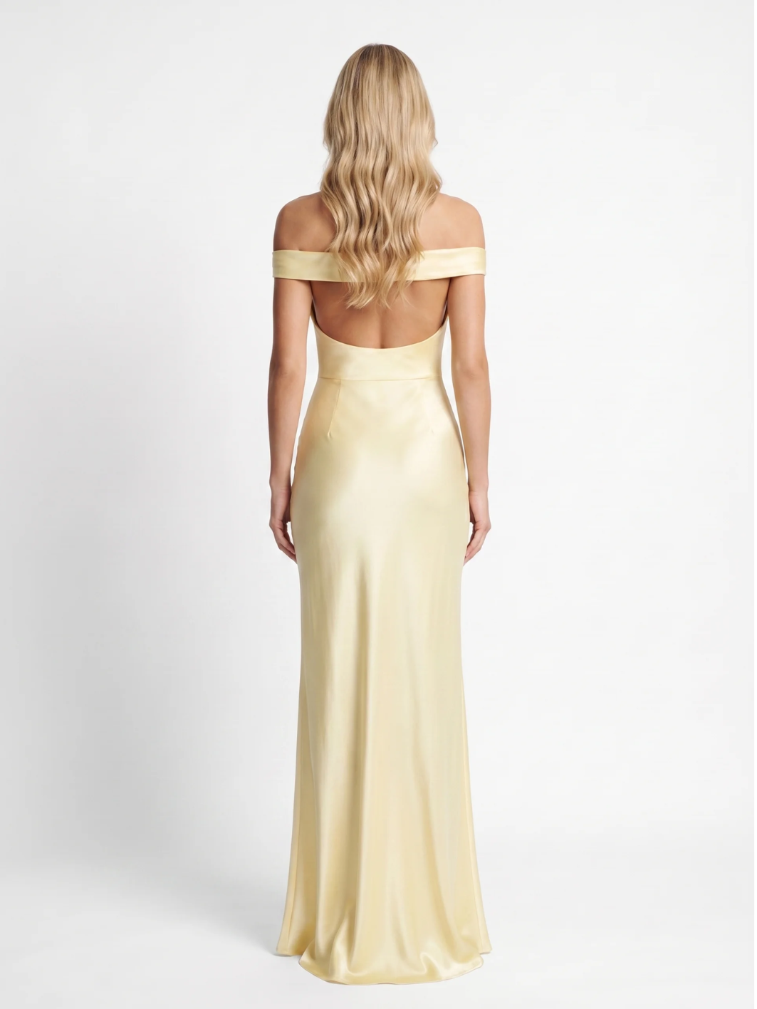 CAROL Women's Off-Shoulder Draped Satin Maxi Dress