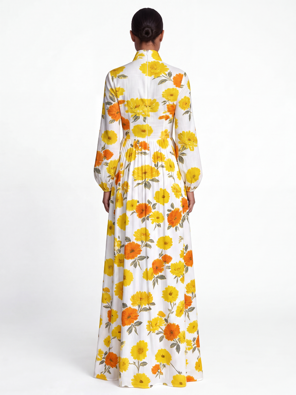 LILIANA Women's Floral Print Plunge Pleated Shirt Maxi Dress