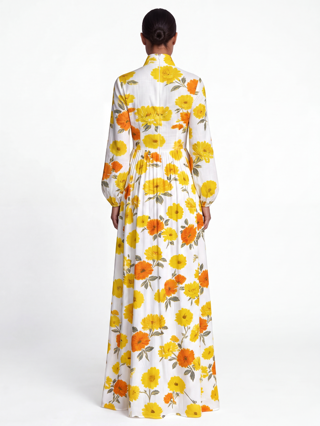LILIANA Women's Floral Print Plunge Pleated Shirt Maxi Dress