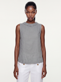 VIVIENNE Women's Sleeveless Roll-Collar Linen Top