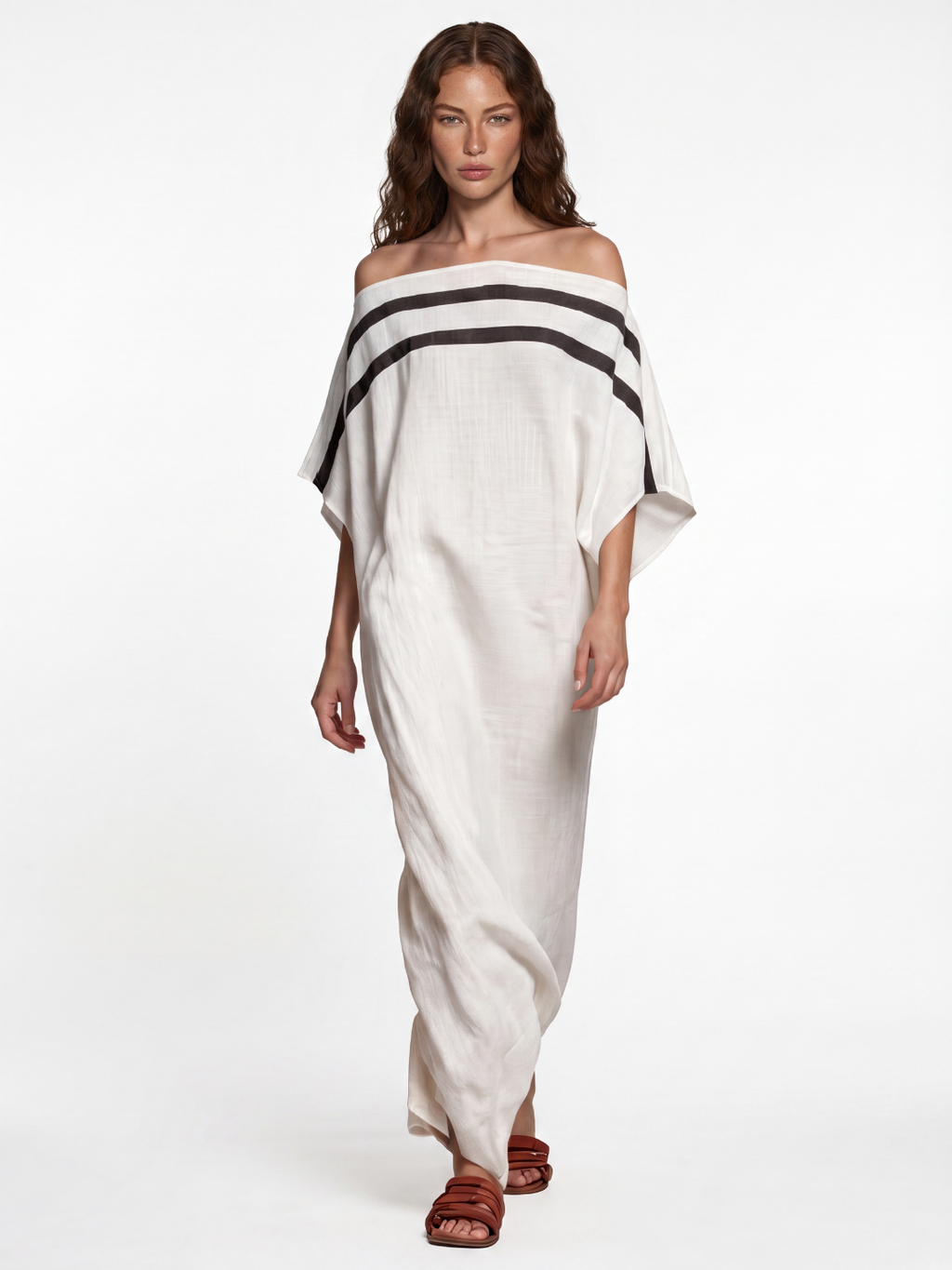 GABRIELA Women's Striped Off-Shoulder Kaftan Maxi Dress