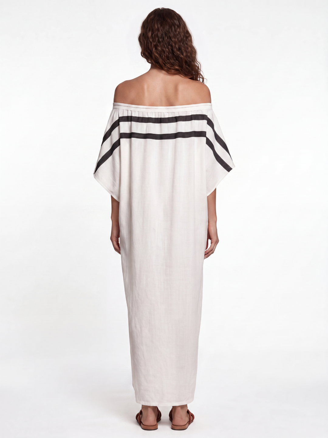 GABRIELA Women's Striped Off-Shoulder Kaftan Maxi Dress