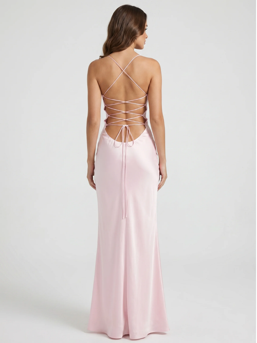 AURELIA Women's Sequin Sweetheart Lace-Up Back Satin Maxi Dress