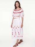 MARIANA Women's Floral Embroidered Eyelet Puff-Sleeve Top & Skirt Set