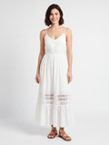 HEATHER Women's V-Neck Lace-Trim Maxi Dress