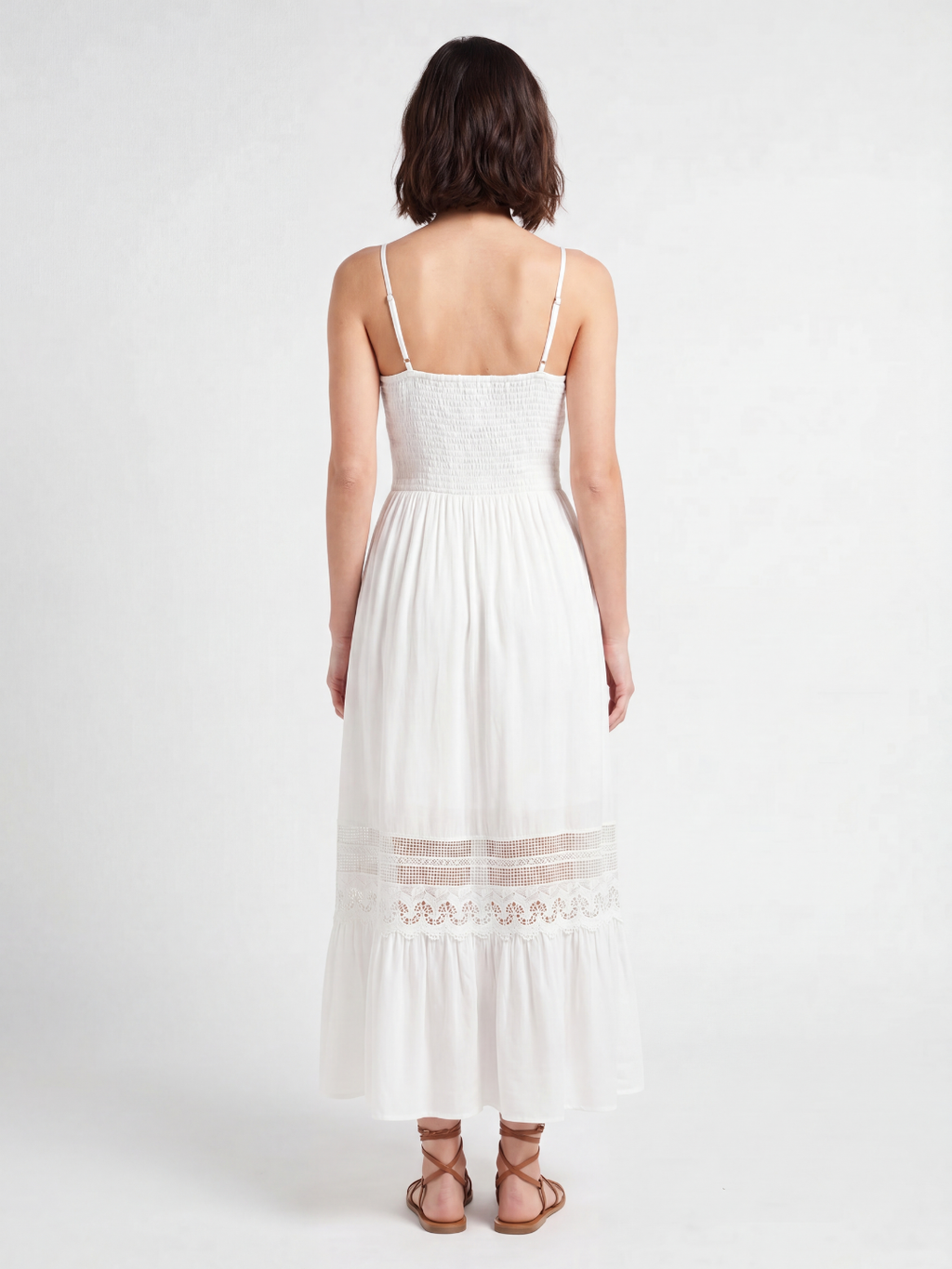 HEATHER Women's V-Neck Lace-Trim Maxi Dress
