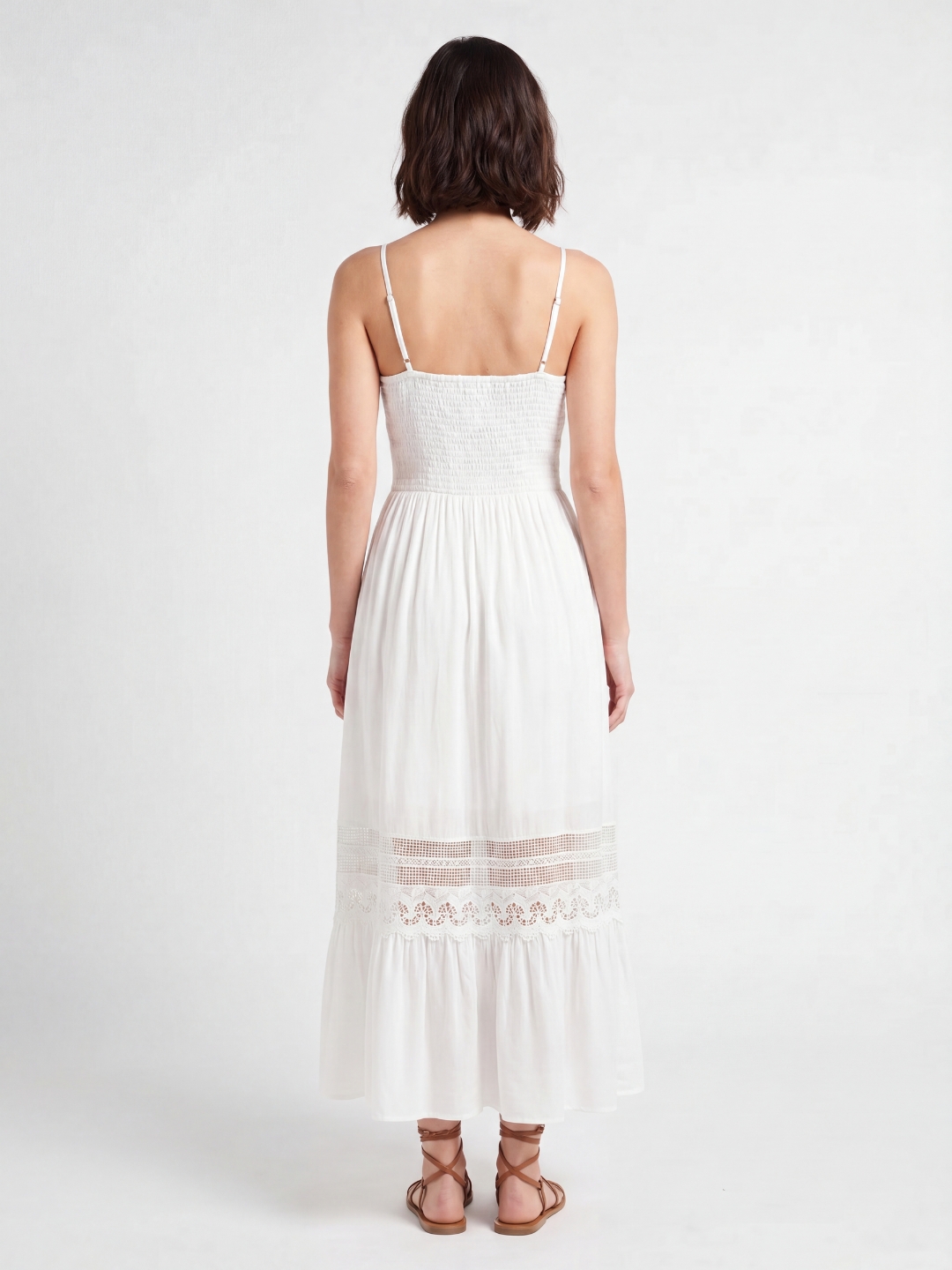 HEATHER Women's V-Neck Lace-Trim Maxi Dress