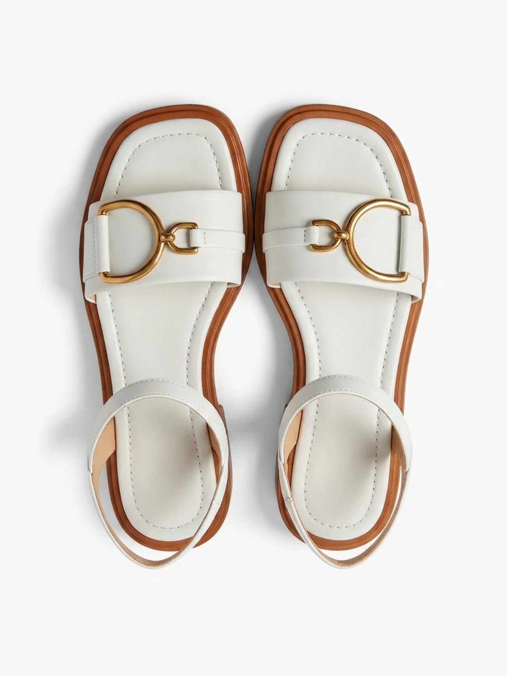 MARGUERITE Women's Leather Buckle Open-Toe Slingback Sandals