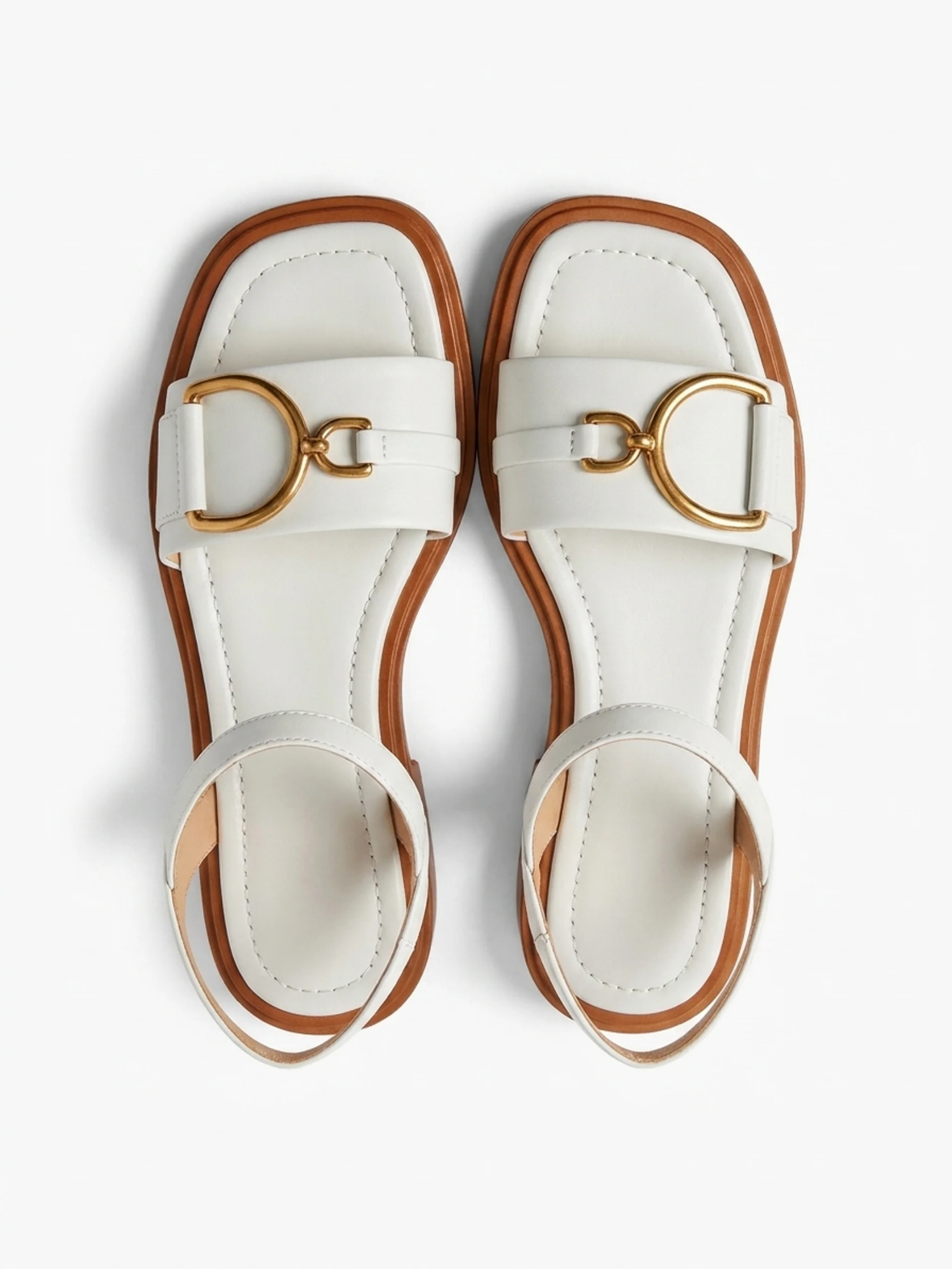 MARGUERITE Women's Leather Buckle Open-Toe Slingback Sandals