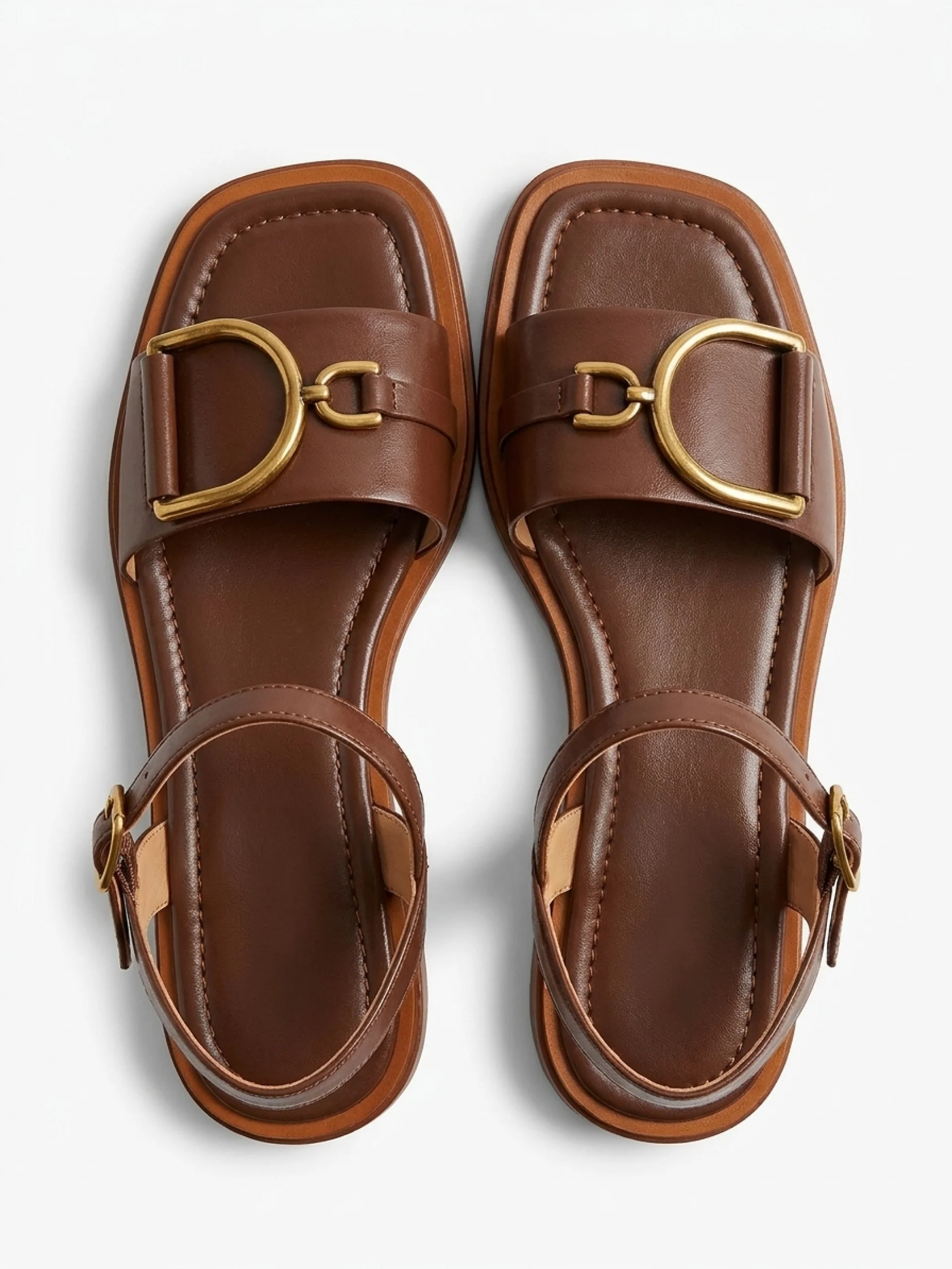 MARGUERITE Women's Leather Buckle Open-Toe Slingback Sandals