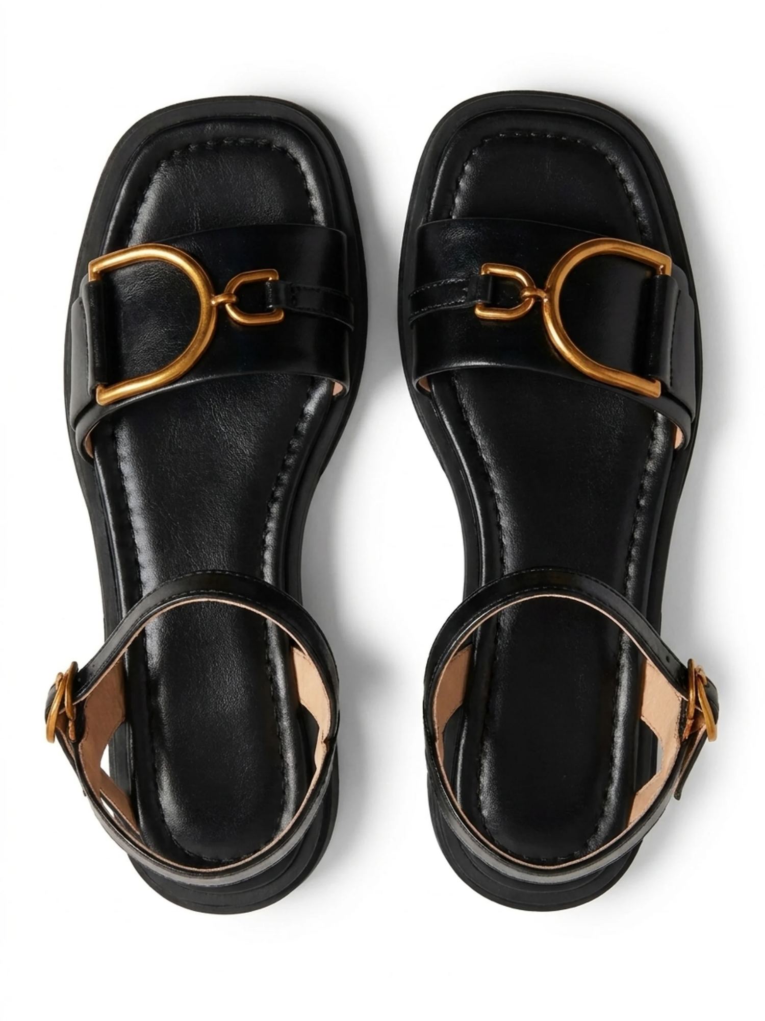 MARGUERITE Women's Leather Buckle Open-Toe Slingback Sandals