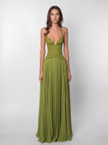 Noana Women's Lace Corset Halterneck Pleated Maxi Dress