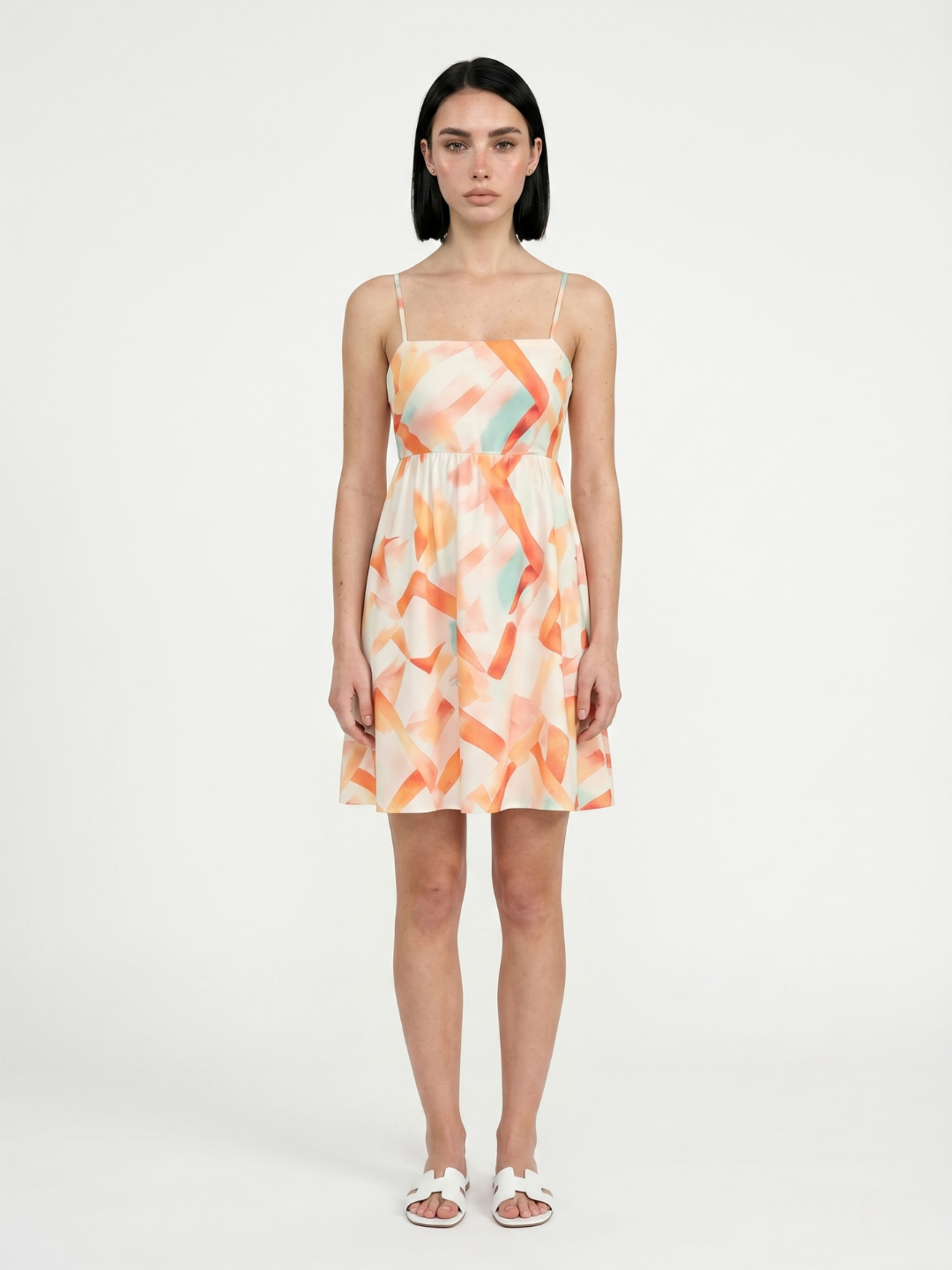 DANIELLE Women's Square-Neck Mini Dress with Abstract Print