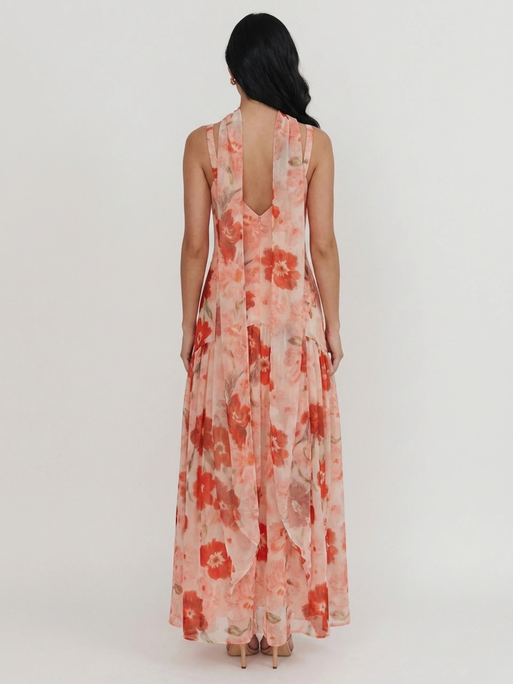 LAYLA Women's Floral Off-Shoulder Drop-Waist Maxi Dress