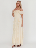 YUKI Women's Off-Shoulder Ruffle Trim Maxi Dress