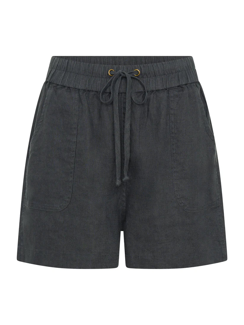 ANIKA Women's French Linen Drawstring Shorts with Pockets