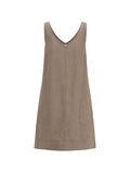 SAOIRSE Women's Sleeveless V-Neck French Linen Shift Dress with Pockets
