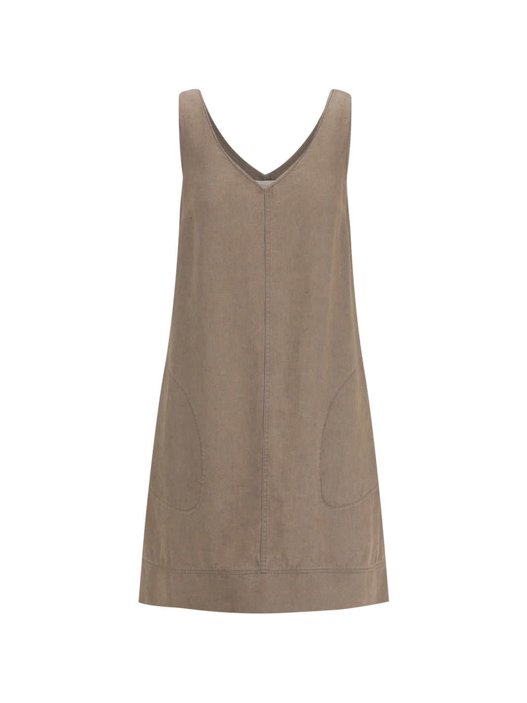 SAOIRSE Women's Sleeveless V-Neck French Linen Shift Dress with Pockets