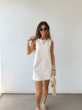 SAILOR Women's Sleeveless Pinstripe Cotton Shift Dress with Pockets