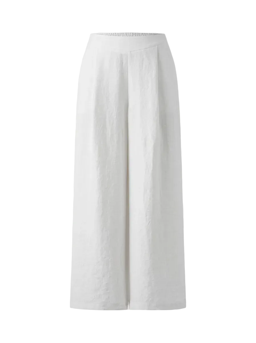 ELISE Women's Mid-Rise Wide-Leg Linen Pant with Pockets