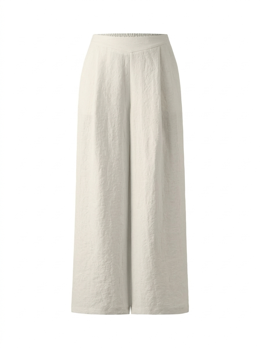 ELISE Women's Mid-Rise Wide-Leg Linen Pant with Pockets