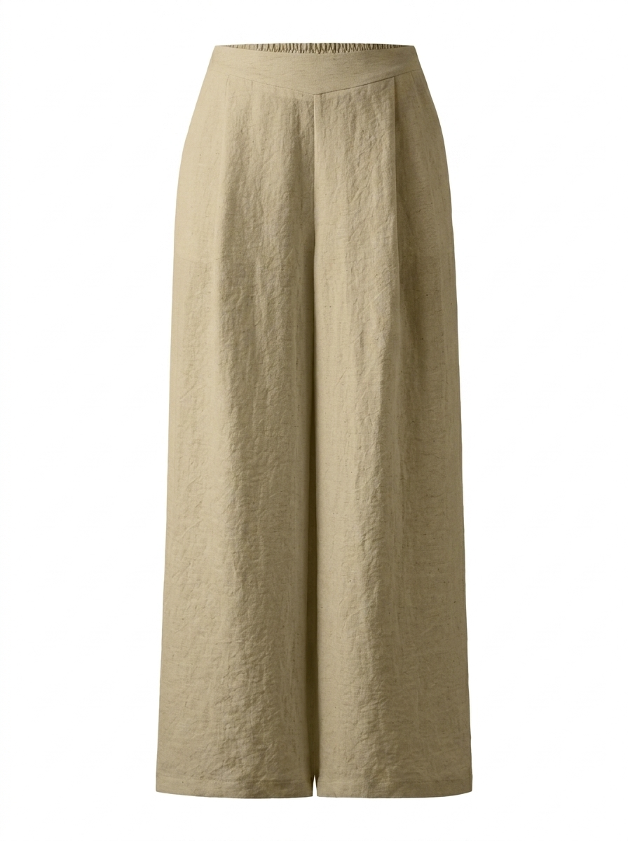ELISE Women's Mid-Rise Wide-Leg Linen Pant with Pockets