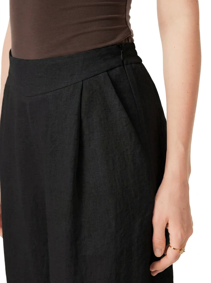 ELISE Women's Mid-Rise Wide-Leg Linen Pant with Pockets