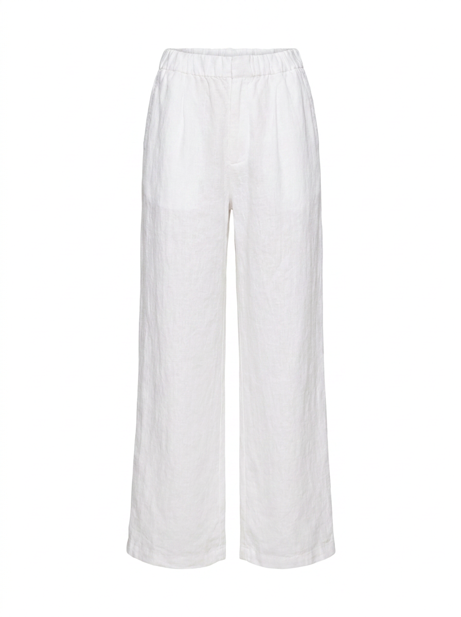 SCHIRIN Women's Mid-Rise Wide-Leg Organic Linen Easy Trouser with Pockets
