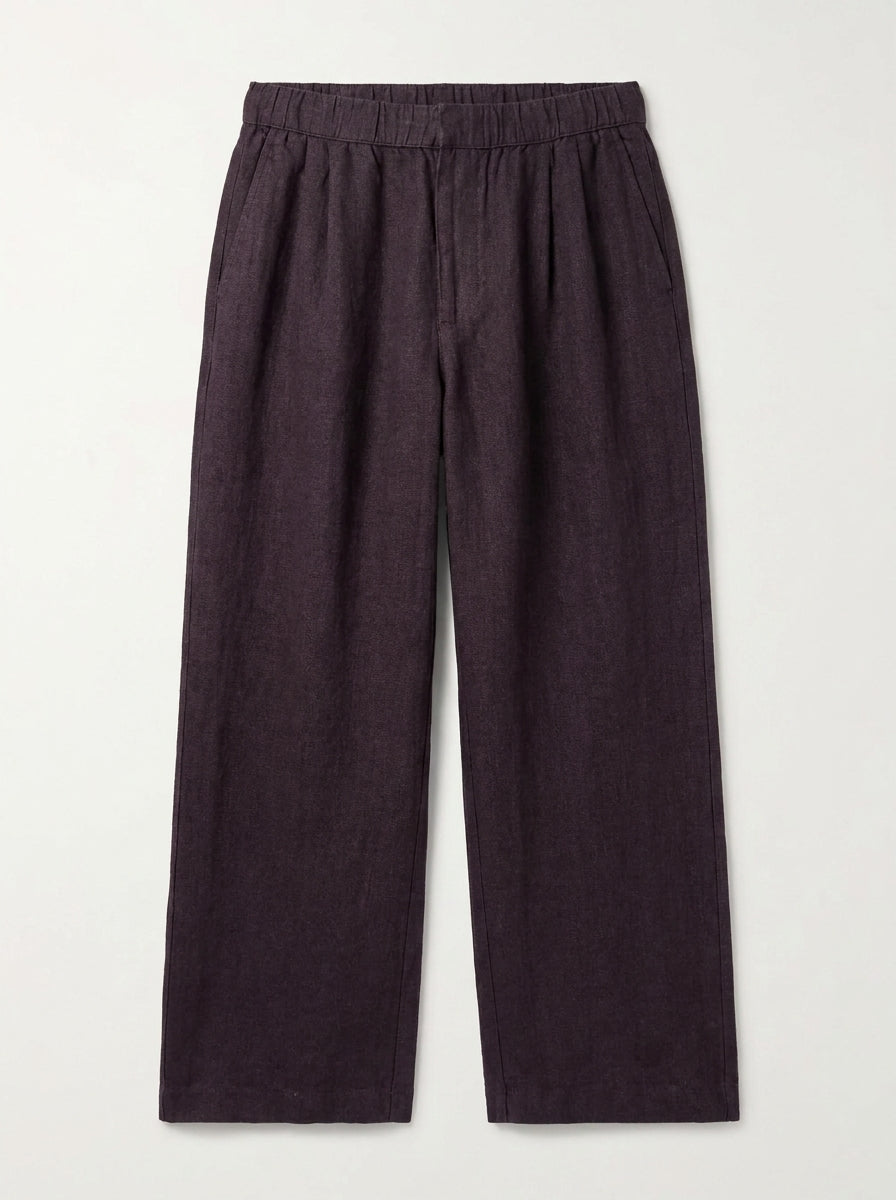 SCHIRIN Women's Mid-Rise Wide-Leg Organic Linen Easy Trouser with Pockets