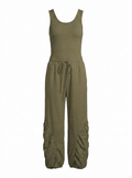 ELODIE Women's Sleeveless Scoop-Neck Drawstring Jumpsuit with Pockets