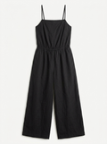 FERN Women's Cotton Bubble-Hem Twofer Jumpsuit with Pockets