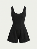 ROMY Women's Corset Cotton Romper with Pockets