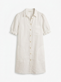 EVIE Women's Puff-Sleeve European Linen Mini Shirtdress