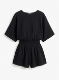 CORALIE Women's Flowy Short-Sleeve Romper with Elastic Waist