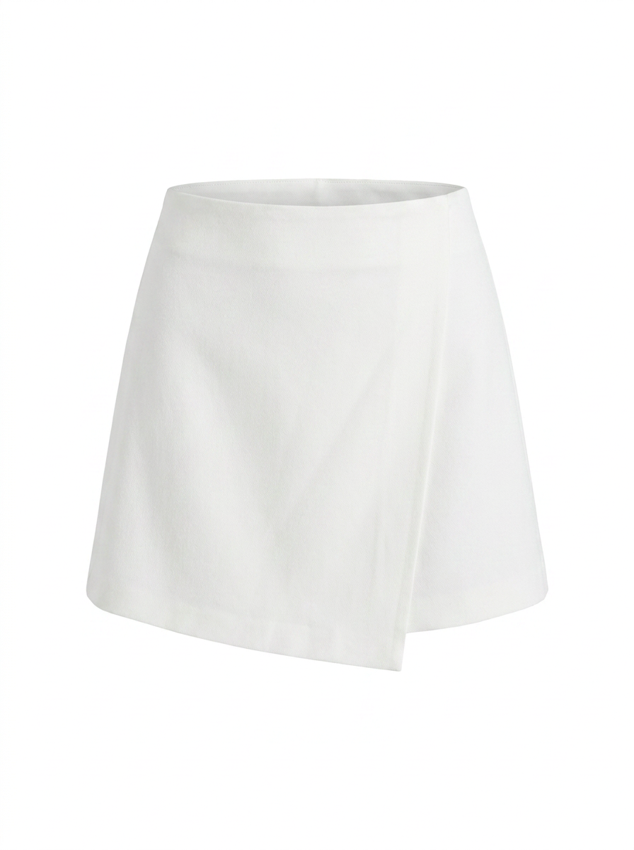 THEA Women's High-Rise European Linen Wrap Skort with Built-In Shorts