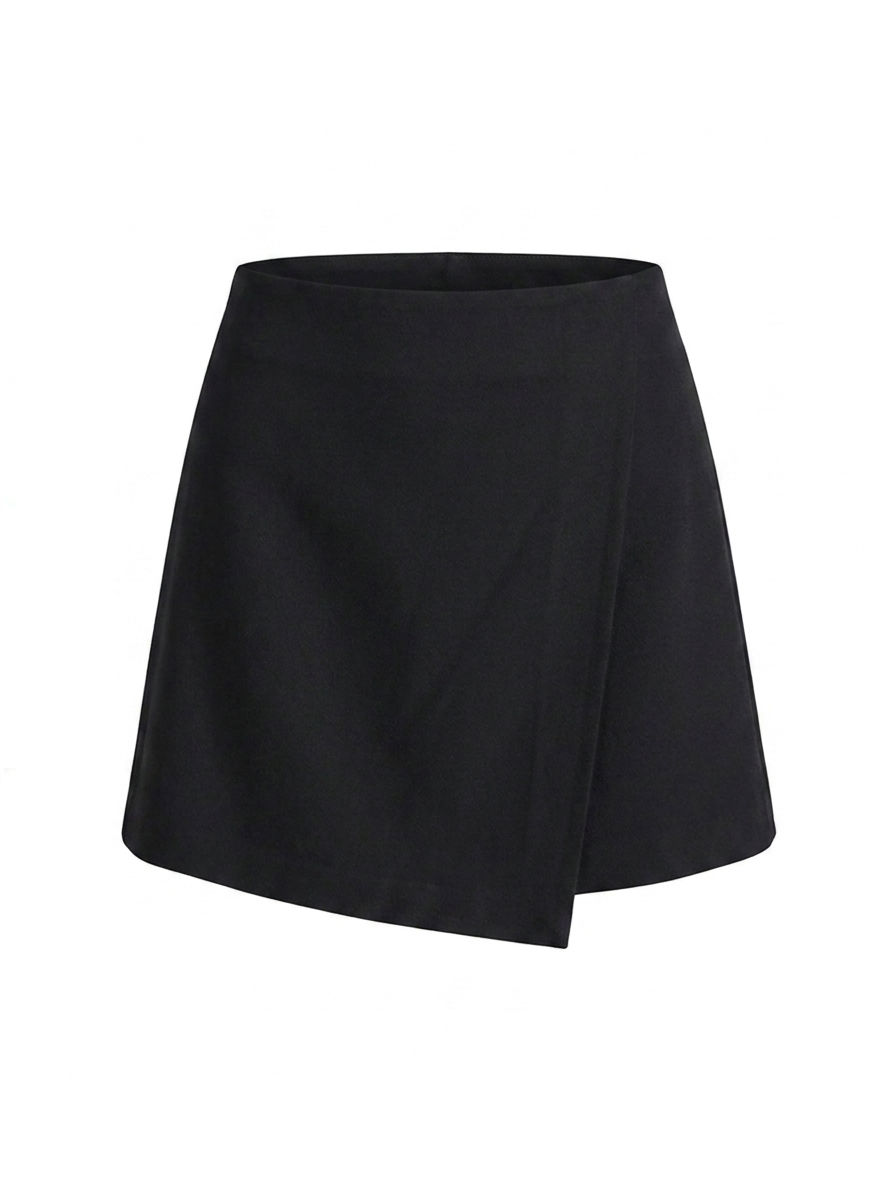 THEA Women's High-Rise European Linen Wrap Skort with Built-In Shorts