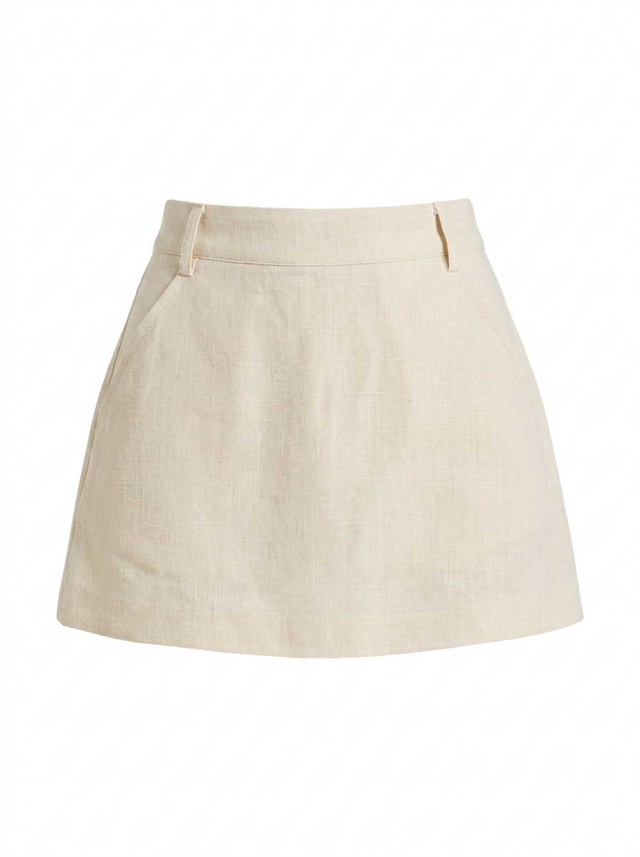 EVIE Women's High-Rise Linen Mini Skort with Built-In Shorts