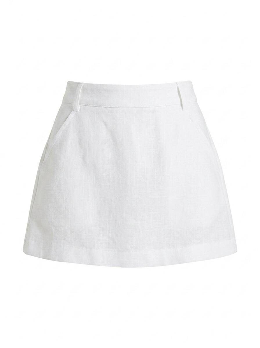 EVIE Women's High-Rise Linen Mini Skort with Built-In Shorts