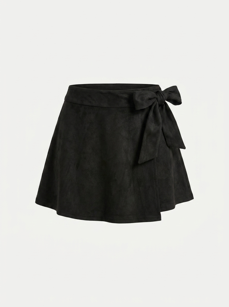 MACEY Women's Linen-Blend Faux-Wrap Mini Skort