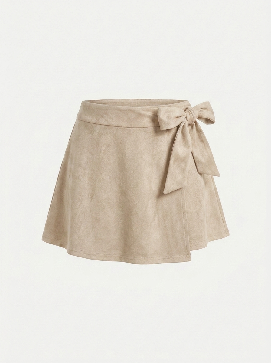 MACEY Women's Linen-Blend Faux-Wrap Mini Skort