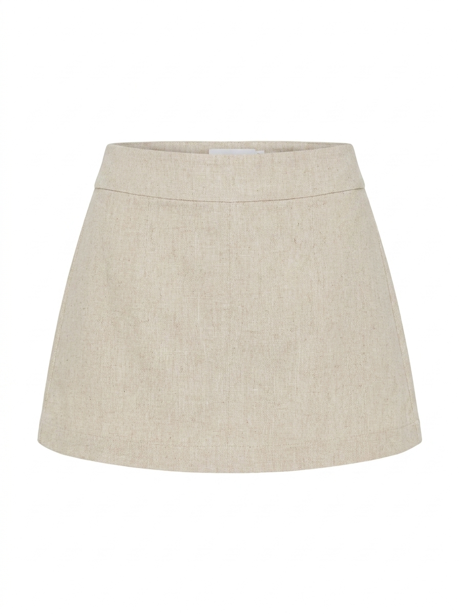 EMILIANA Women's Mid-Rise Linen Mini Skort with Built-In Shorts