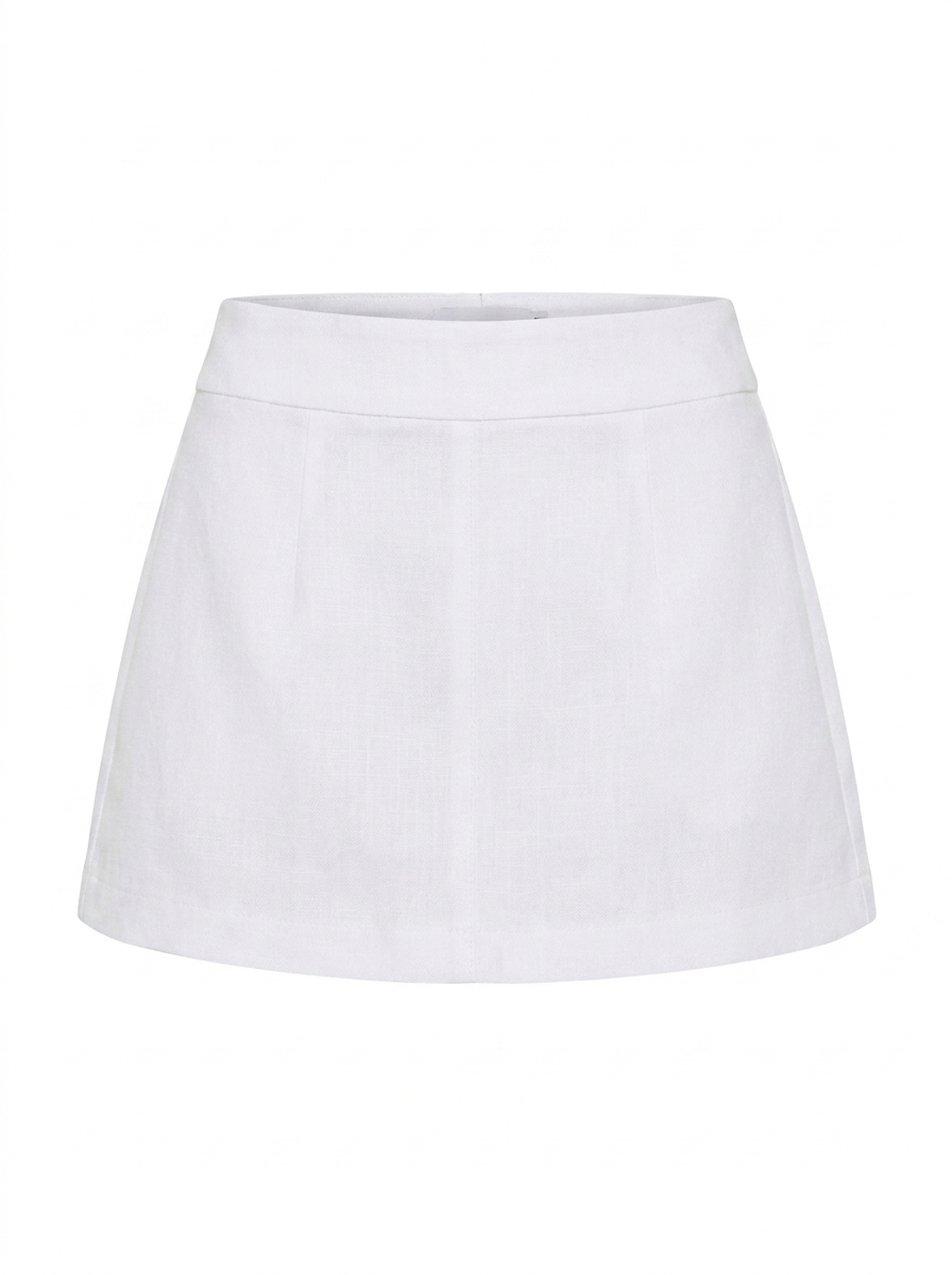 EMILIANA Women's Mid-Rise Linen Mini Skort with Built-In Shorts