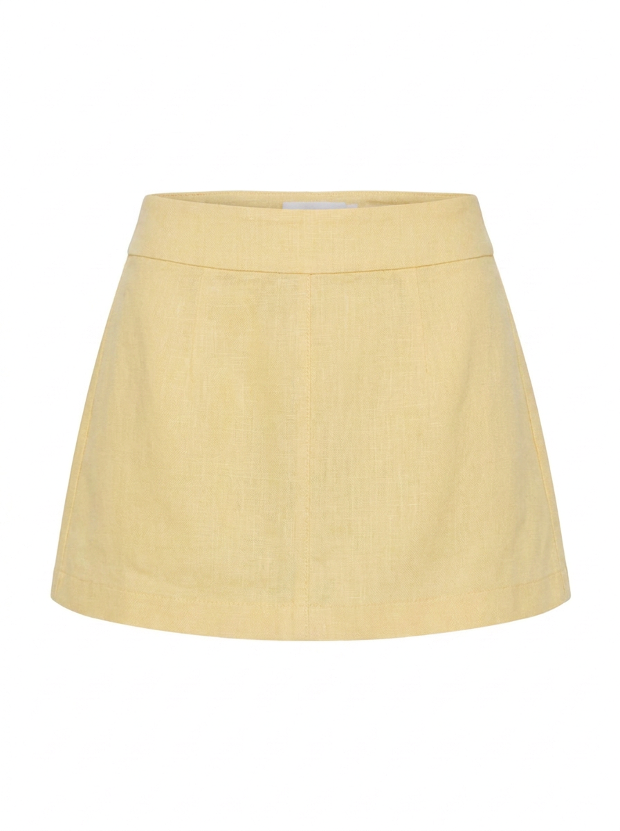 EMILIANA Women's Mid-Rise Linen Mini Skort with Built-In Shorts