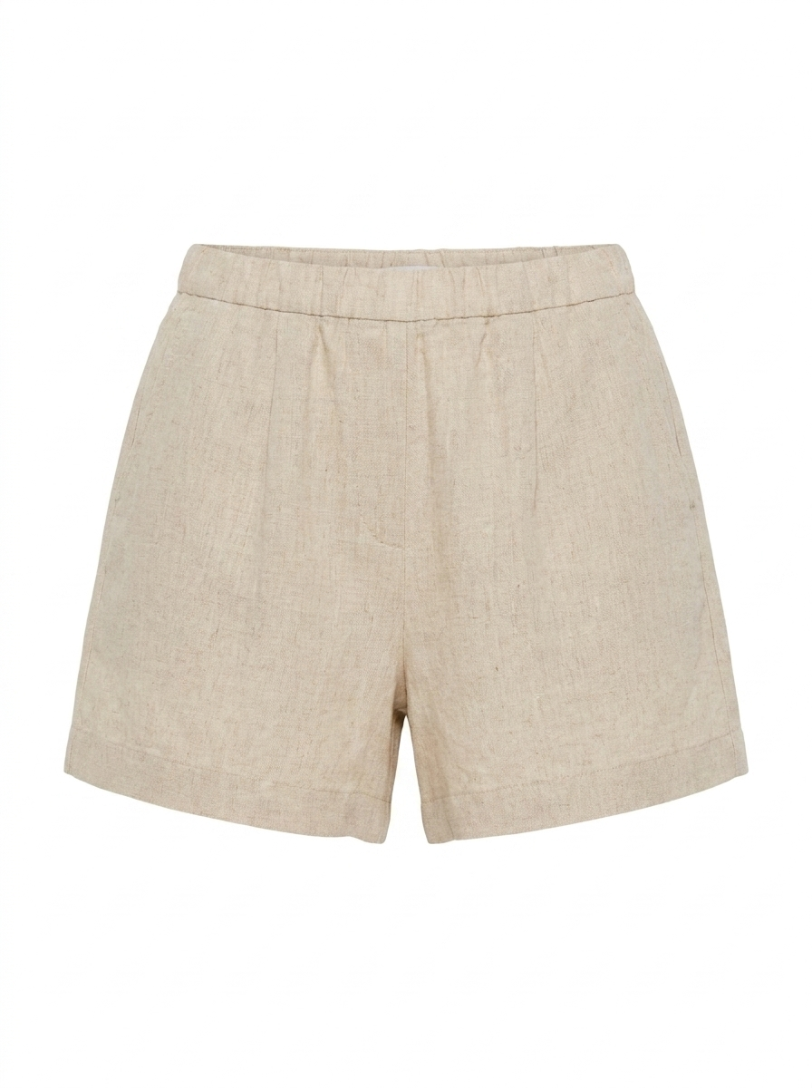 TESSA Women's High-Rise Structured Linen Shorts with Pockets