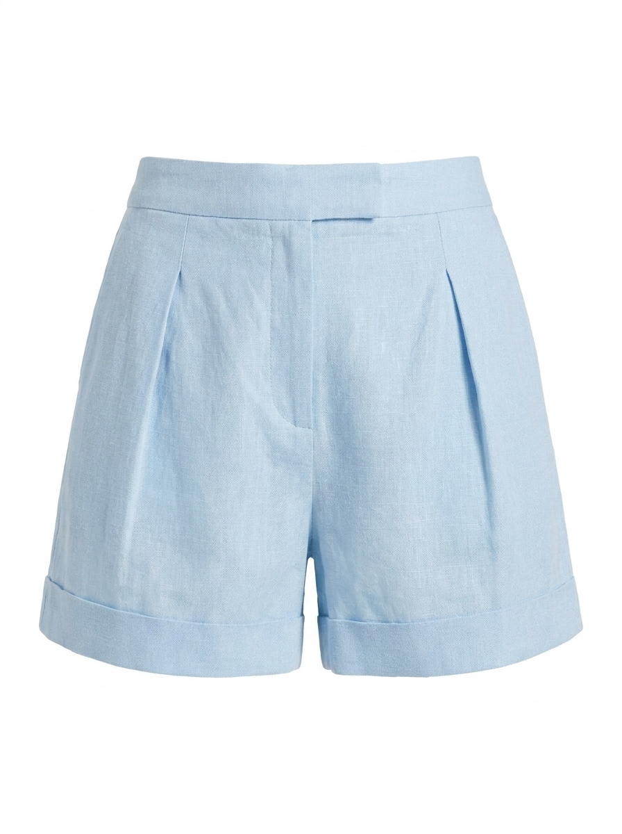 SCARLETT Women's High-Waisted Pleated Linen-Blend Shorts