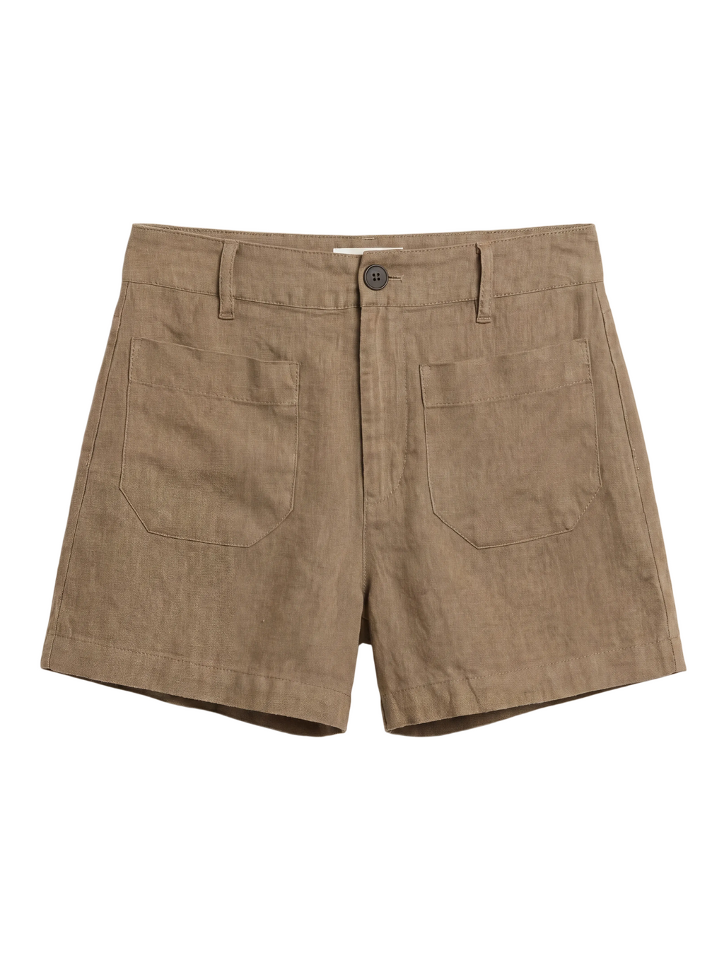 MARINE Women's Semi-High-Rise Linen Shorts with Pockets